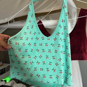 Mint Green Cherry Tank Top